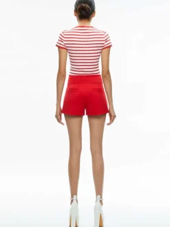 Women Alice and Olivia Narin High Rise Button Front Short