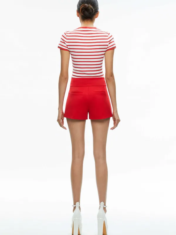 Women Alice and Olivia Narin High Rise Button Front Short