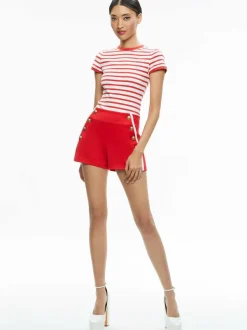 Women Alice and Olivia Narin High Rise Button Front Short