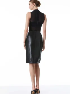 Women Alice and Olivia Nichol High Neck Sleeveless Mesh Bodysuit