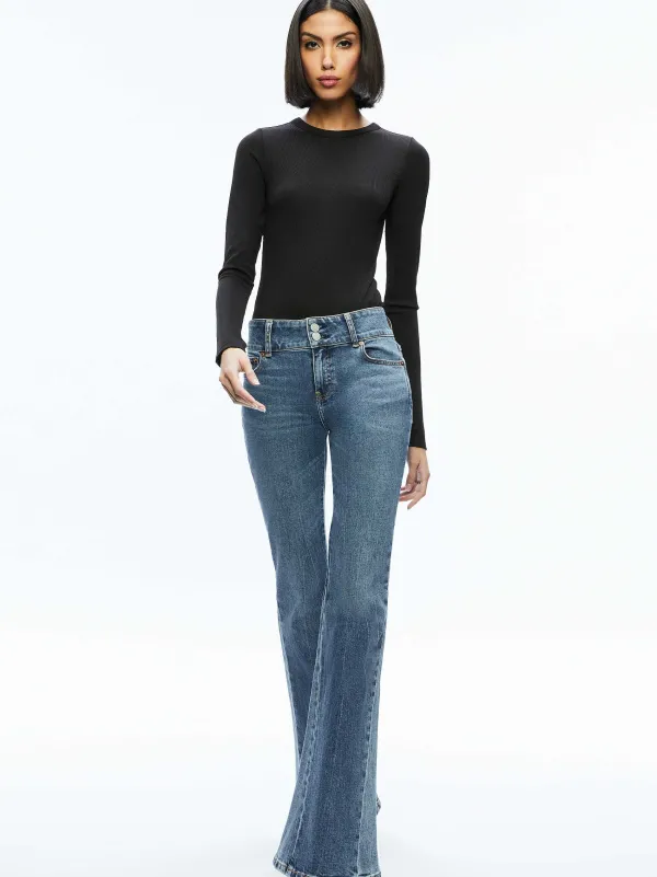 Women Alice and Olivia Olea Round Neck Bodysuit