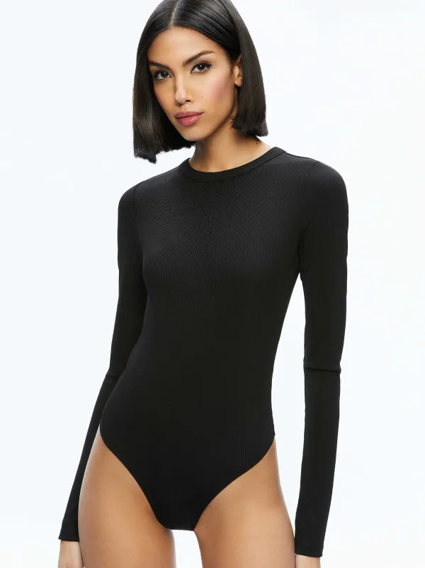 Women Alice and Olivia Olea Round Neck Bodysuit