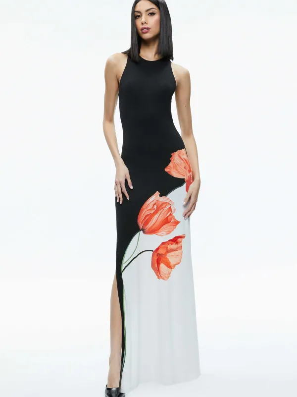 Women Alice and Olivia Pania Racer Neck Maxi Dress