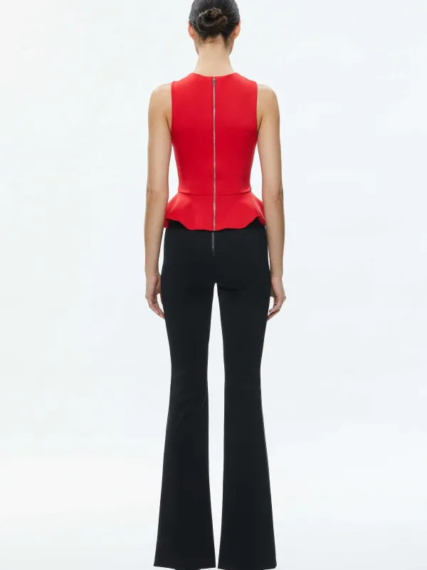 Women Alice and Olivia Poppy Crew Neck Peplum Top