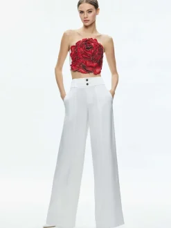Women Alice and Olivia Randie Floral Applique Crop Top