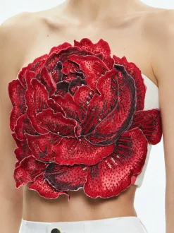 Women Alice and Olivia Randie Floral Applique Crop Top