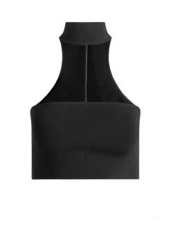 Women Alice and Olivia Raya Mock Neck Racerback Cropped Pullover