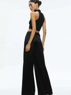 Women Alice and Olivia Raya Mock Neck Racerback Cropped Pullover