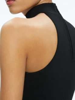 Women Alice and Olivia Raya Mock Neck Racerback Cropped Pullover