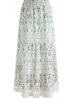 Women Alice and Olivia Reise Embroidered Tiered Maxi Skirt