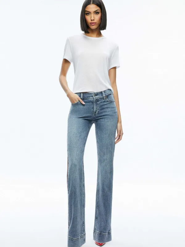 Women Alice and Olivia Rey Side Zipper Wide Leg Jean