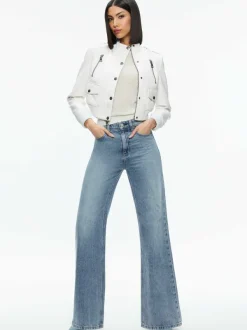Women Alice and Olivia Ria Vegan Leather Moto Jacket