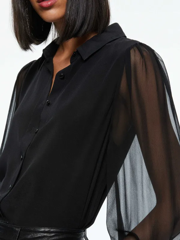 Women Alice and Olivia Roanne Blouson Sleeve Button Down