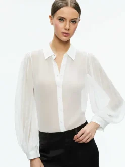Women Alice and Olivia Roanne Sheer Blouse