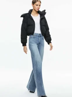 Women Alice and Olivia Robena Crystal Embellished Cropped Puffer