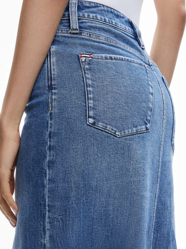Women Alice and Olivia Rye Denim Maxi Skirt