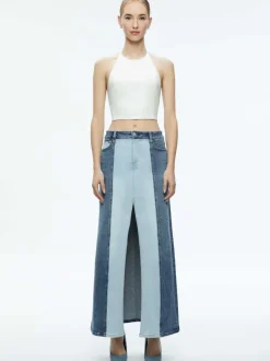Women Alice and Olivia Rye Denim Two Tone Maxi Skirt