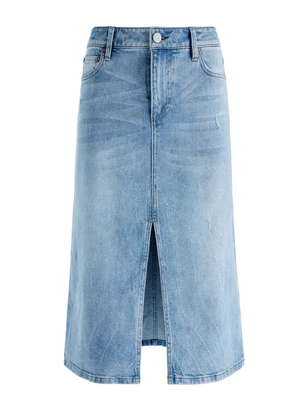 Women Alice and Olivia Rye Midi Denim Skirt