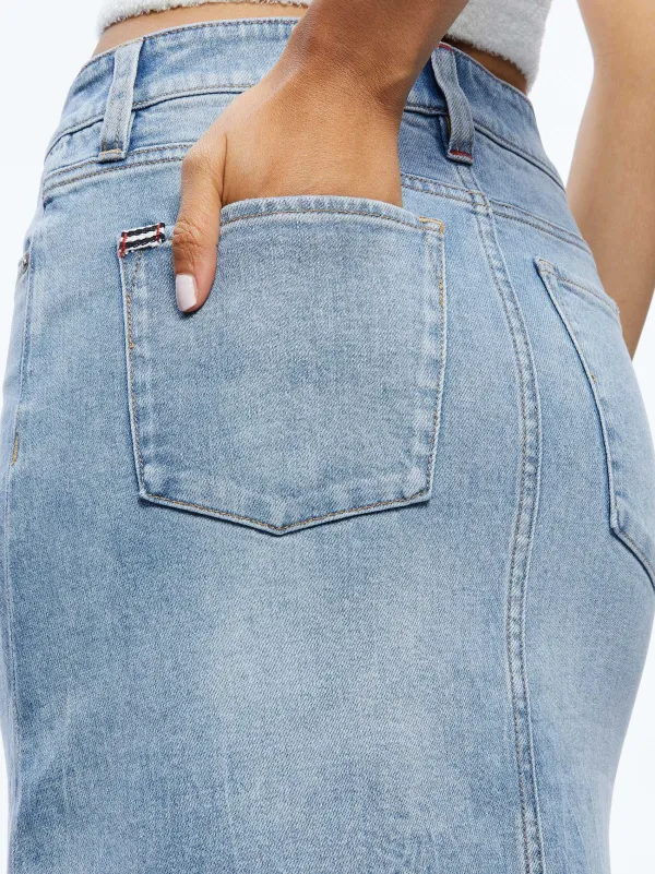 Women Alice and Olivia Rye Midi Denim Skirt
