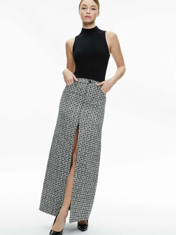 Women Alice and Olivia Rye Tweed Maxi Skirt