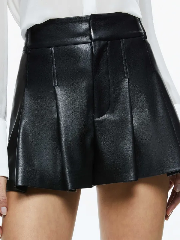 Women Alice and Olivia Scarlet High Rise Vegan Leather Flutter Shorts