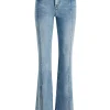 Women Alice and Olivia Sedona Low Rise Center Front Slits Flare Jean