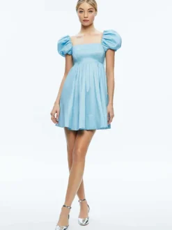Women Alice and Olivia Sharilyn Bubble Sleeve Tie Back Mini Dress