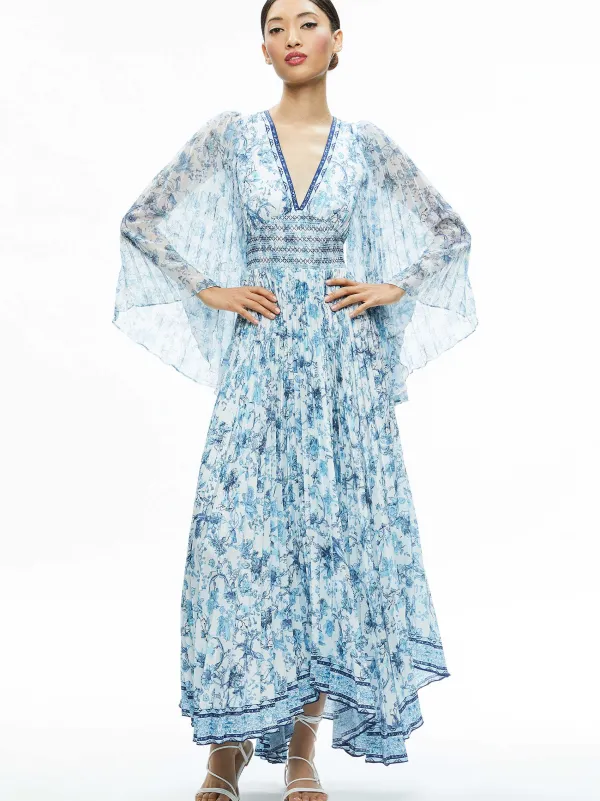 Women Alice and Olivia Sion Sunburst Pleated Maxi Dress