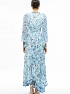 Women Alice and Olivia Sion Sunburst Pleated Maxi Dress