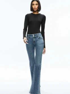 Women Alice and Olivia Stacey Godet Bell Flare Jean