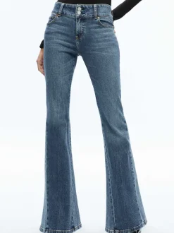 Women Alice and Olivia Stacey Godet Bell Flare Jean