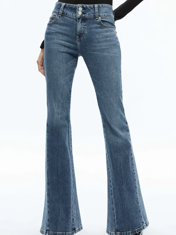 Women Alice and Olivia Stacey Godet Bell Flare Jean