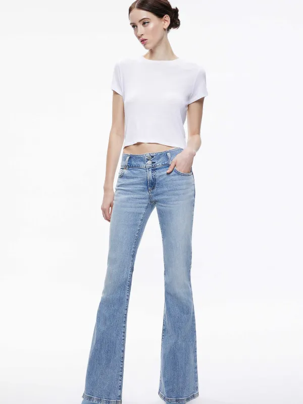 Women Alice and Olivia Stacey Low Rise Bell Bottom Jean