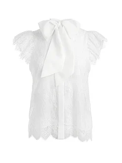 Women Alice and Olivia Talulah Ruffled Lace Blouse