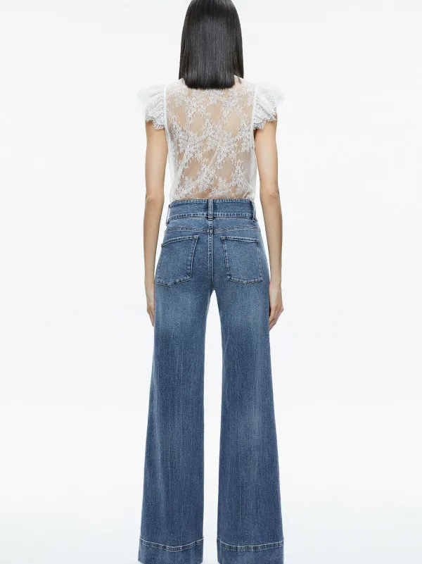 Women Alice and Olivia Talulah Ruffled Lace Blouse