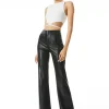 Women Alice and Olivia Teeny Vegan Leather Flare Pant
