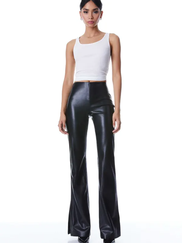 Women Alice and Olivia Teeny Vegan Leather Side Slit Pant