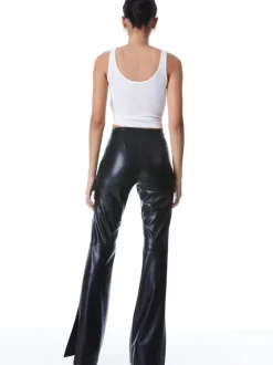 Women Alice and Olivia Teeny Vegan Leather Side Slit Pant