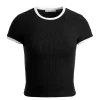 Women Alice and Olivia Tess Ribbed Baby Tee