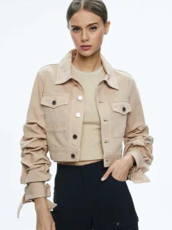Women Alice and Olivia Tiff Denim Jacket With Bow Sleeve
