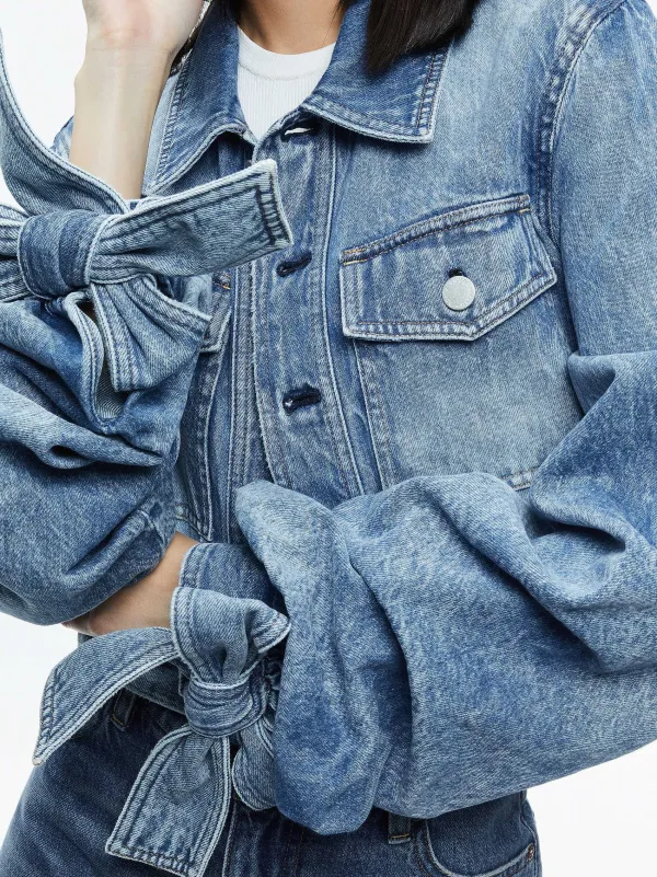 Women Alice and Olivia Tiff Denim Jacket With Bow Sleeve
