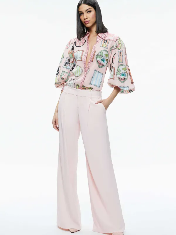 Women Alice and Olivia Tiffie Staceface Drama Sleeve Blouse