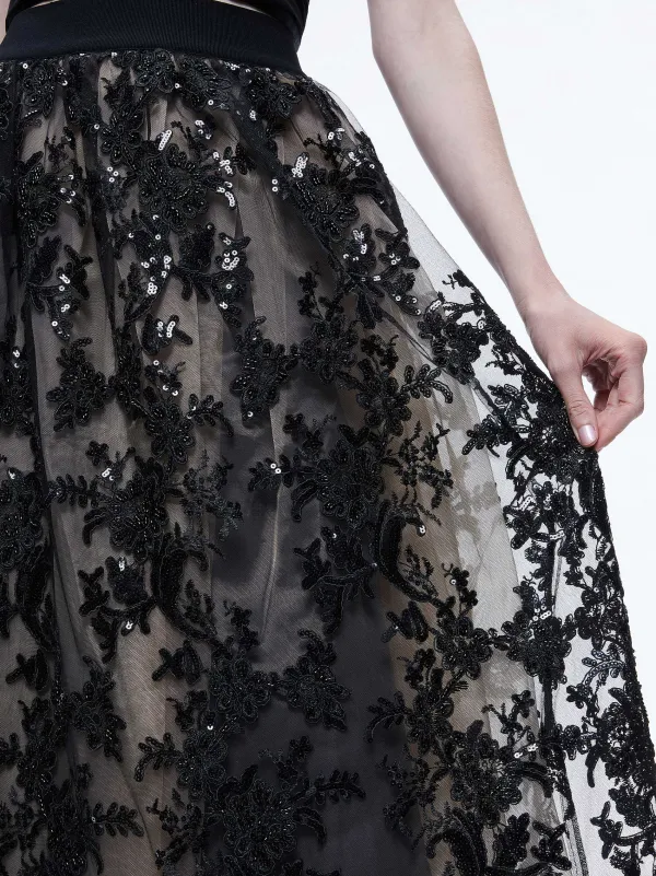 Women Alice and Olivia Tina Embellished Gown Skirt