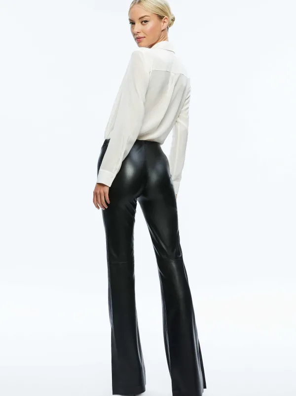 Women Alice and Olivia Tina Vegan Leather Split Hem Pant