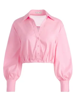 Women Alice and Olivia Trudy Cropped Button Down