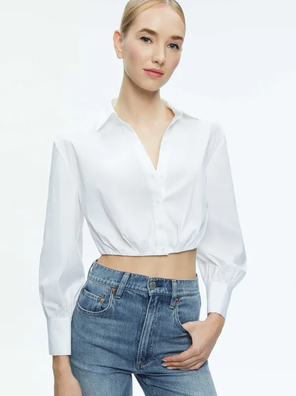Women Alice and Olivia Trudy Cropped Button Down