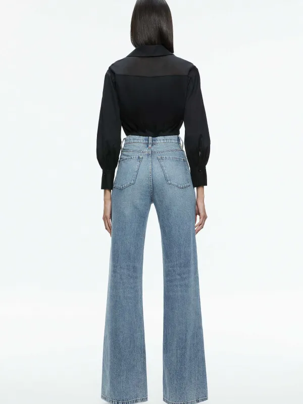 Women Alice and Olivia Trudy Cropped Button Down