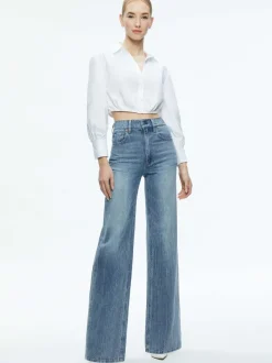 Women Alice and Olivia Trudy Cropped Button Down