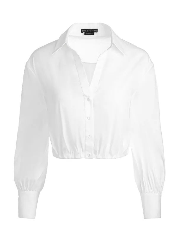 Women Alice and Olivia Trudy Cropped Button Down