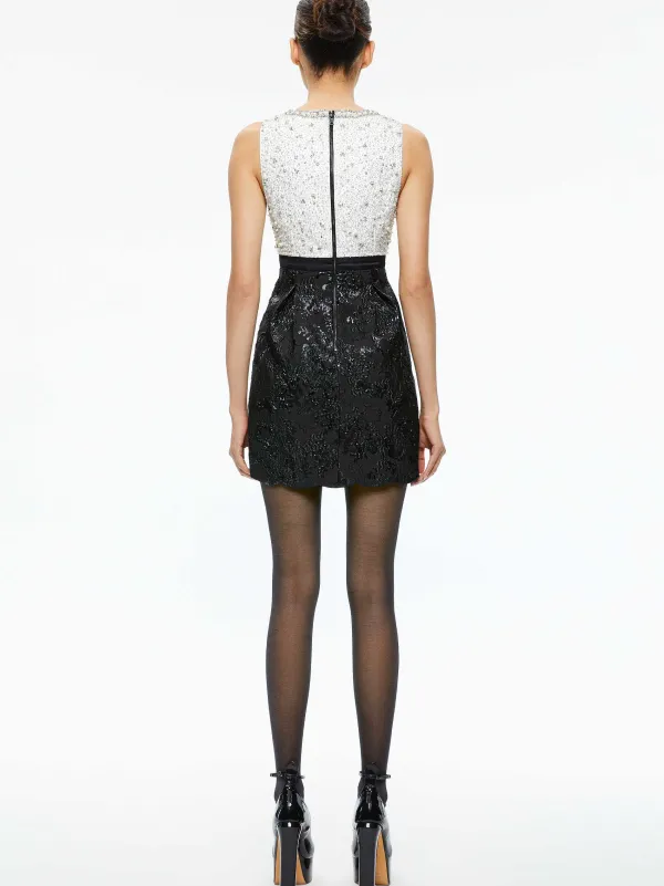Women Alice and Olivia True Embellished Bodice Mini Dress